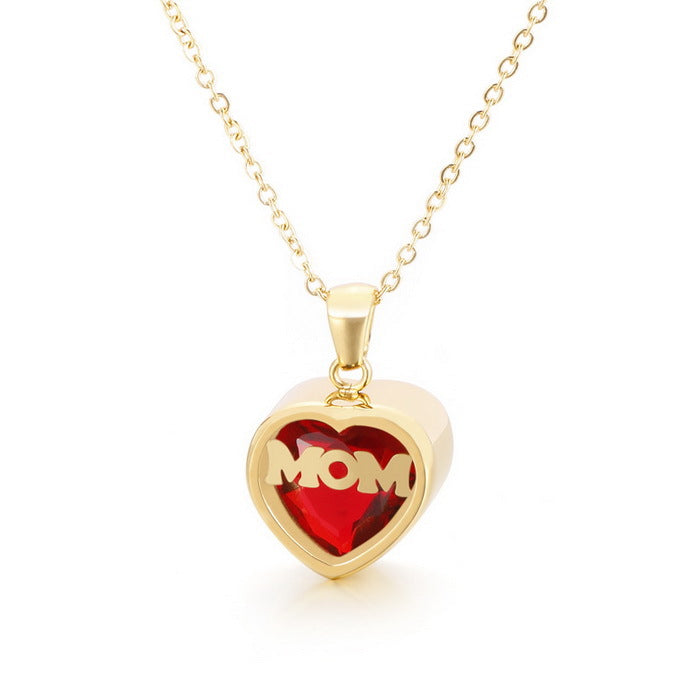 Wholesale new mother's day gift stainless steel heart-shaped necklace